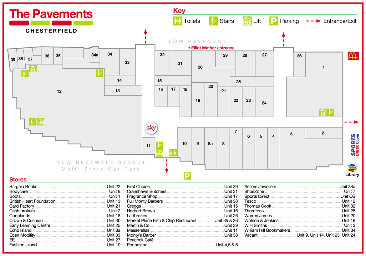 White Rose Shopping Centre Map The-Pavements-Map-Def - White Rose Centre